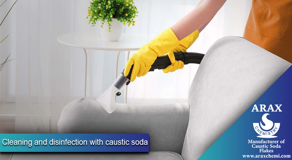 Cleaning and disinfection with caustic soda